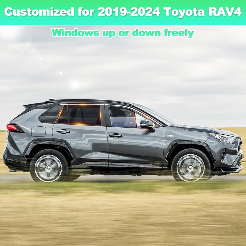 KOCZIL ظلال نوافذ RAV4 2019-2024 - ظل نافذة السيارة للرضع والسائق، ستائر خصوصية قابلة للتنفس لنوافذ السيارة الجانبية، حماية من الأشعة فوق البنفسجية وعزل حراري للرحلات، القيلولة - Image 2